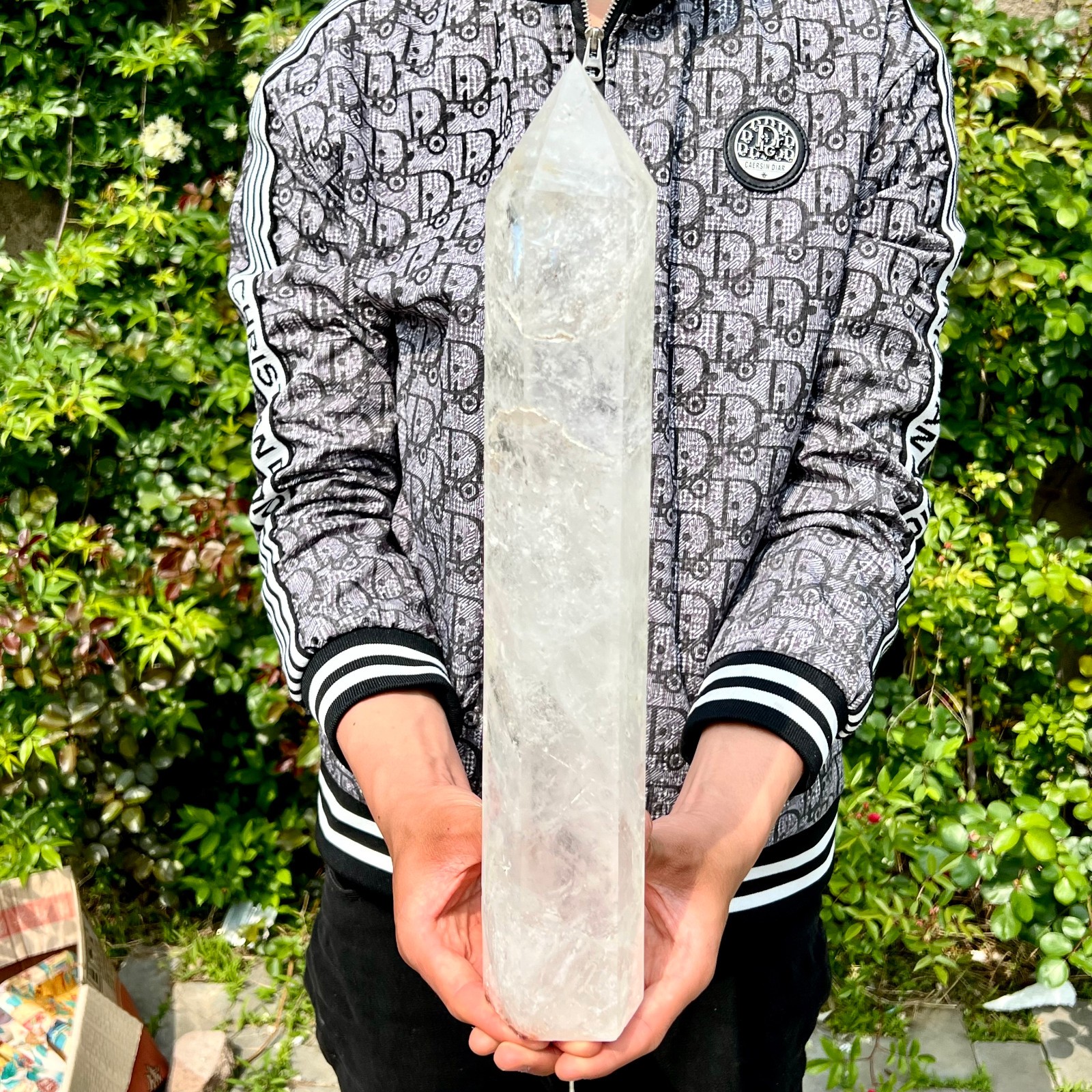6.4LB Natural Clear Quartz TowerObelisk Point Polished Crystal WandHealing Decor