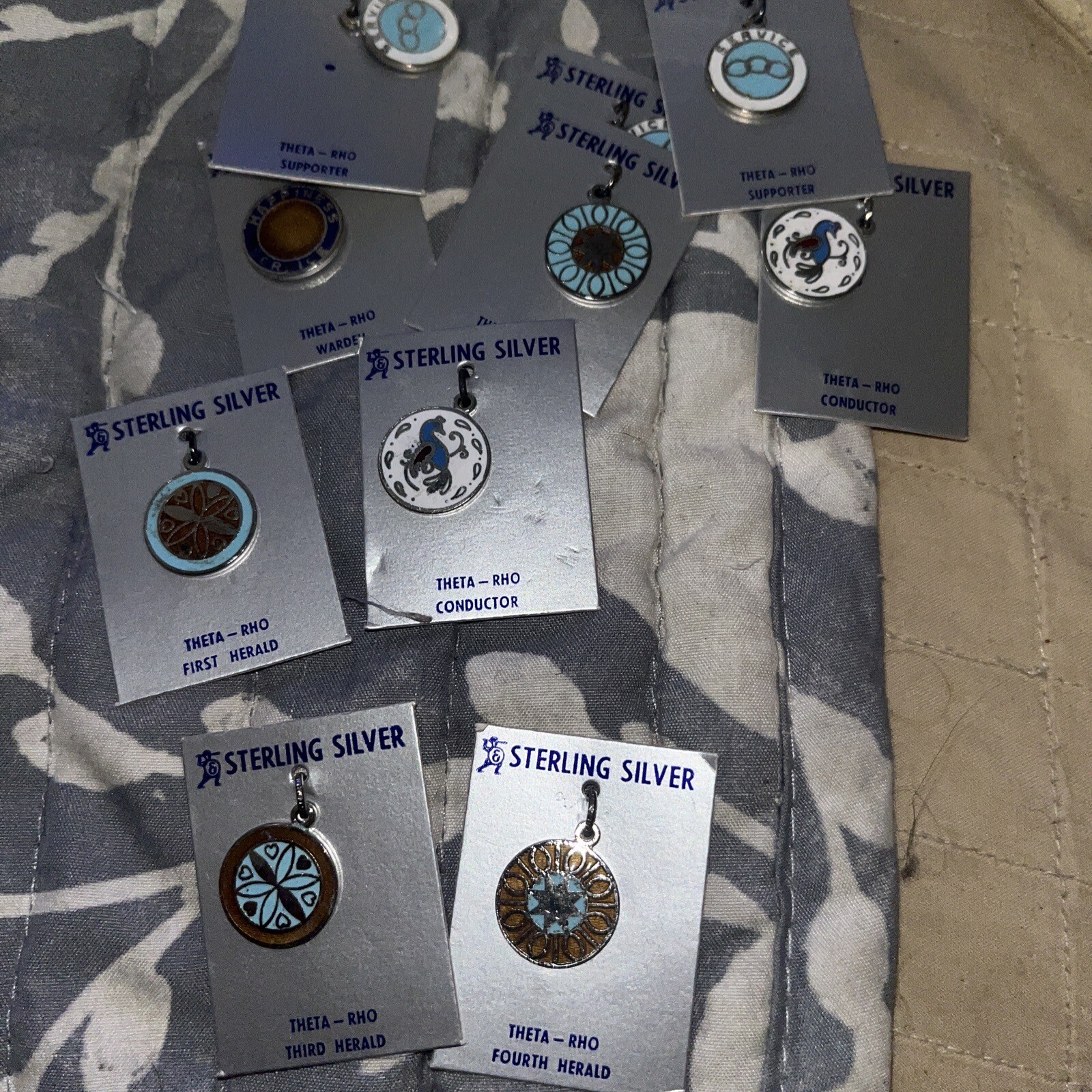 Lot 9 Charms  Sterling Silver Daughters REBEKAH Odd Fellows