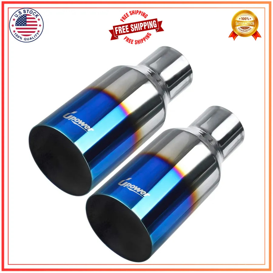 2PCS 2.5in Inlet 4in Outlet Burnt Blue Stainless Steel Exhaust Tailpipe Tip 2PCS 2.5in Inlet 4in Outlet Burnt Blue Stainless Steel Exhaust Tailpipe Tip