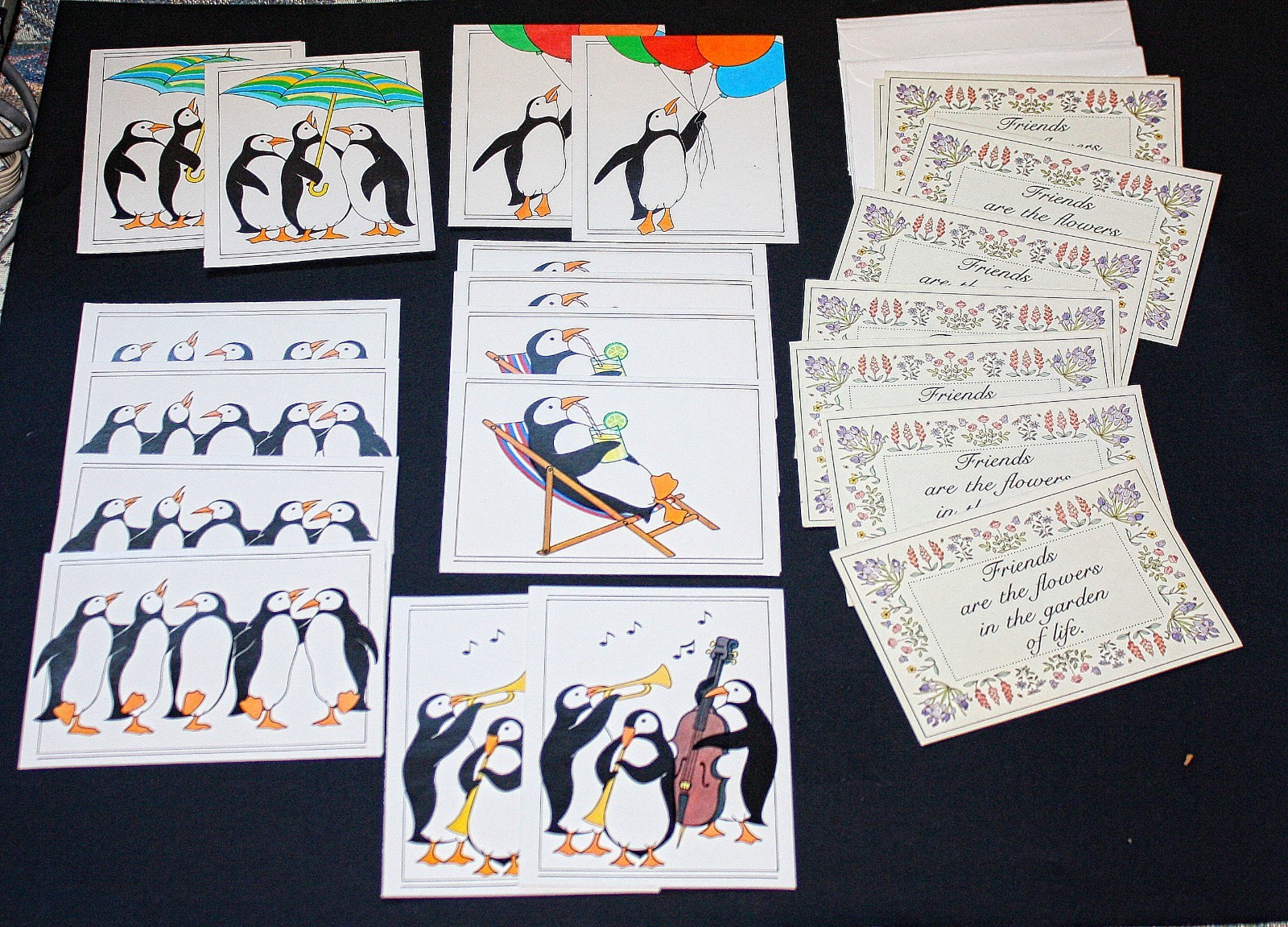 21 Vintage Penguin & Floral Note Cards Sunshine Cape Shore Envelopes Blank