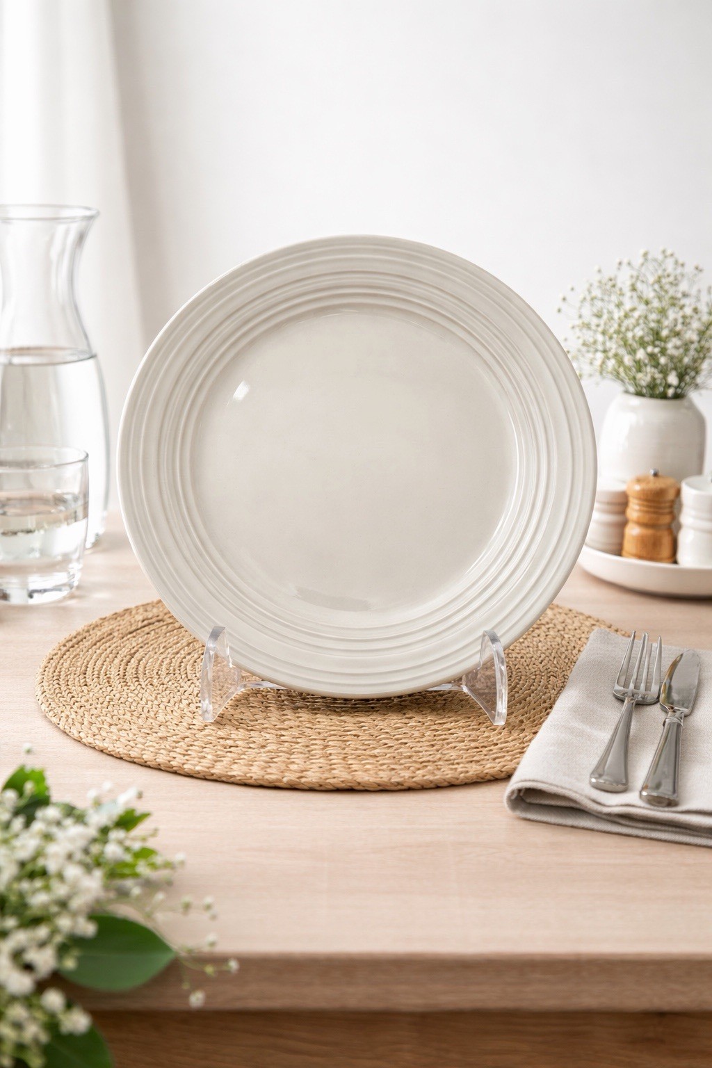 Mikasa Swirl White Plate Stoneware Replacement Dish Cottage Core
