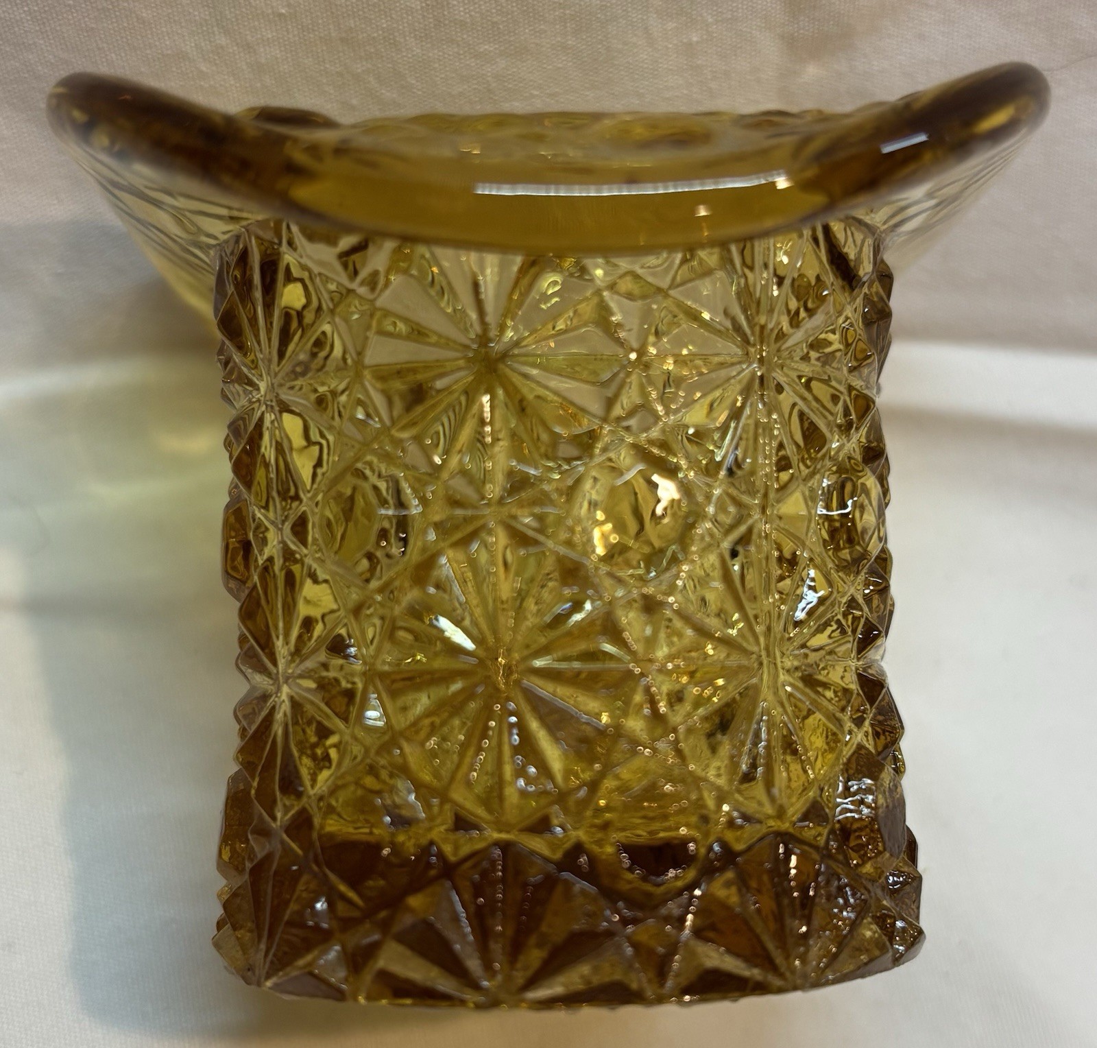 Vintage Amber Daisy And Button Toothpick Holder