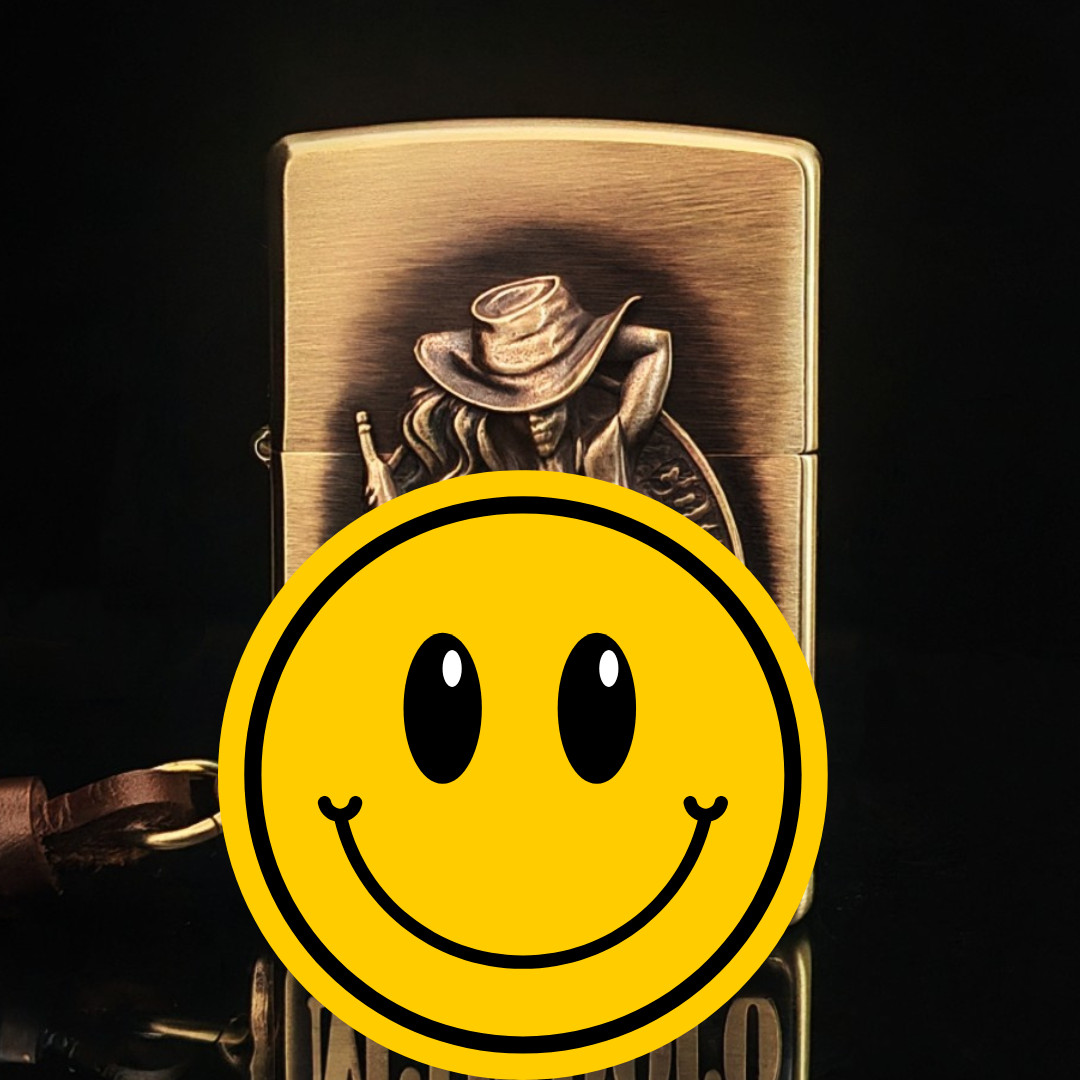 Western Style Zippo with 3D Bar Girl Emblem & Keychain Collectible Gift