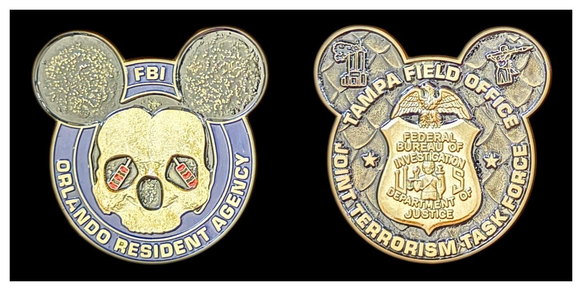 FBI Orlando Resident Agency & Tampa JTTF Mickey Mouse Challenge Coin 4#B