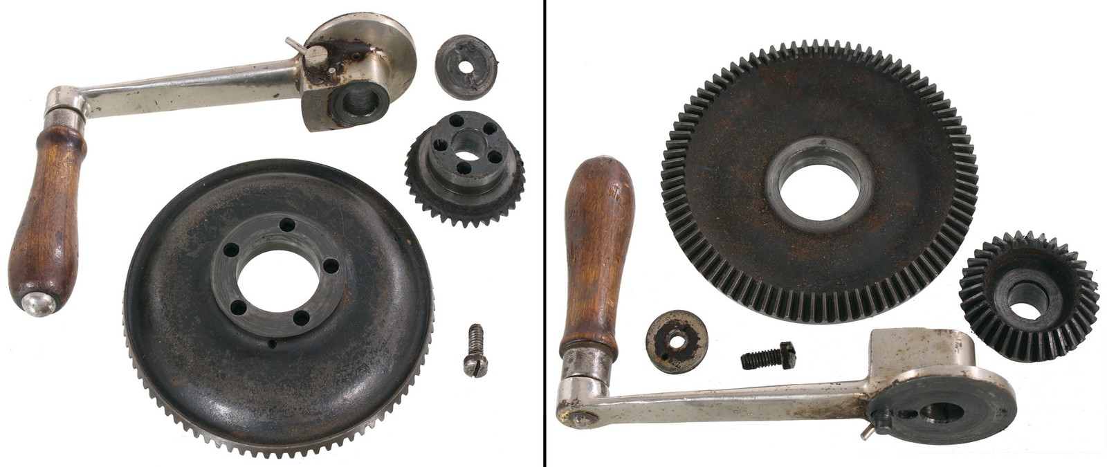 Orig. Crank Hdl/Gear Assembly for North Bros. No. 1555 Breast Drill-mjdtoolparts