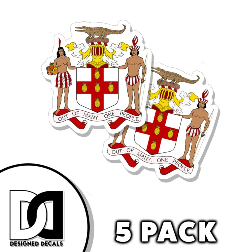Jamaica Coat of Arms Sticker Self Adhesive 3 inch Jamaican flag Decals 5pk Jamaica Coat of Arms Sticker Self Adhesive 3 inch Jamaican flag Decals 5pk