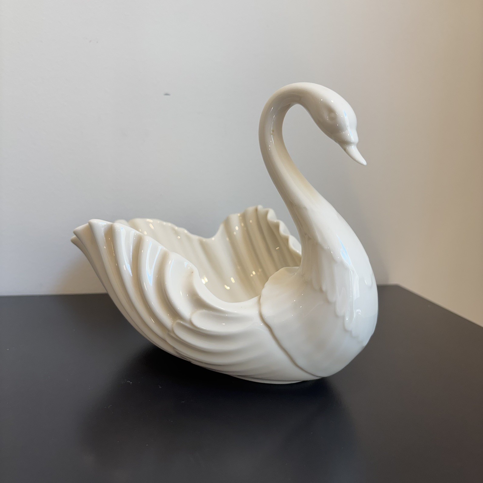 VTG Lenox Porcelain Large Swan Bowl Centerpiece Bride Cake Topper Trinket Dish