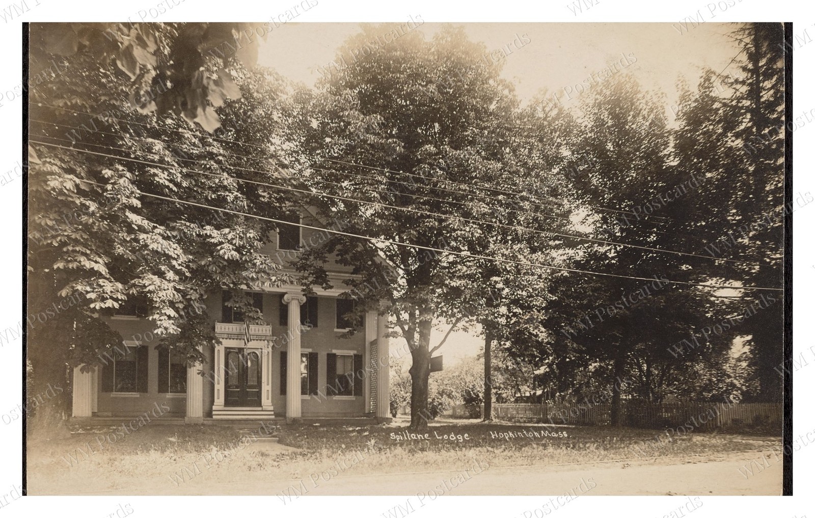 Hopkinton Massachusetts 1910 Spillane Lodge Columned House Standard Postcard
