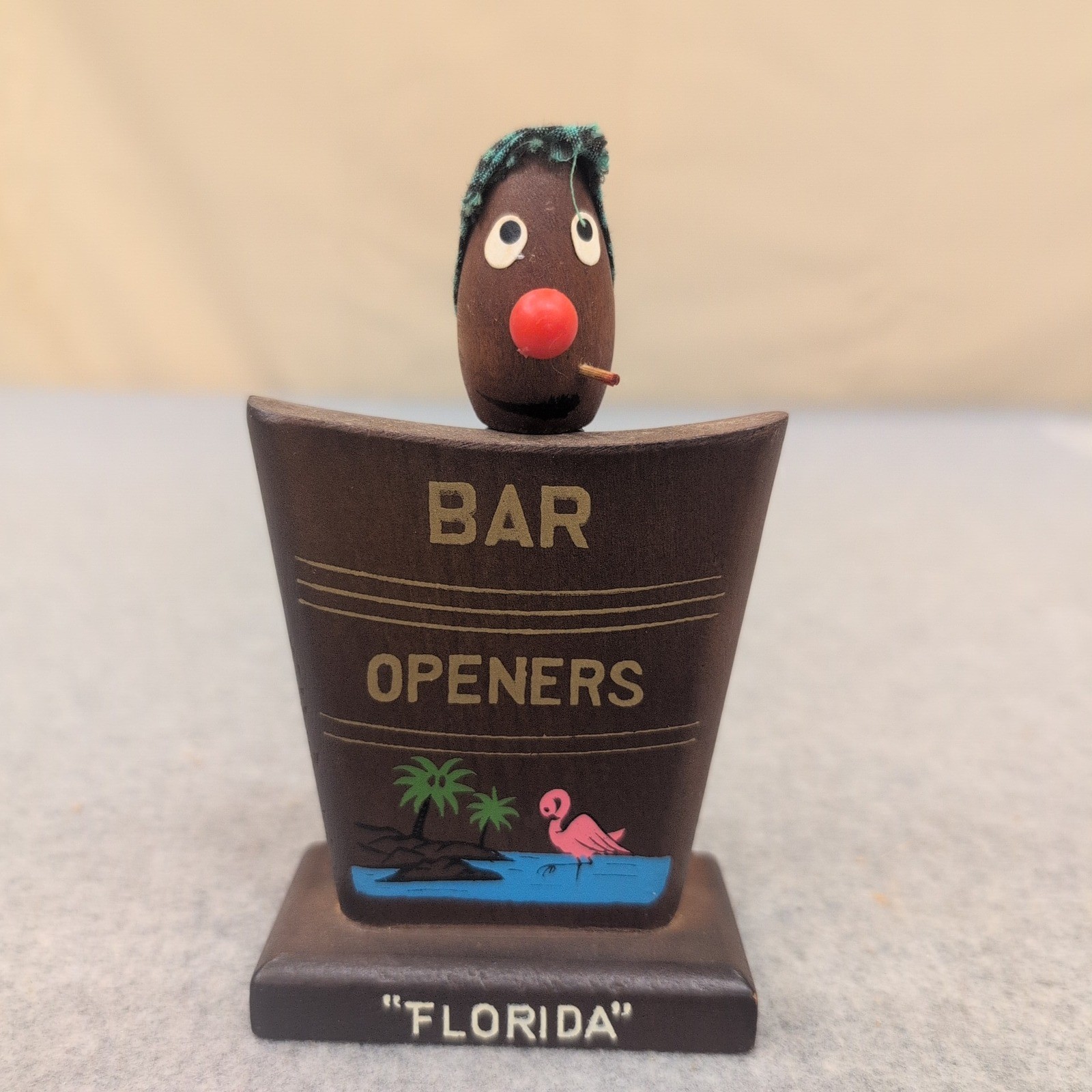Vintage Florida Wooden Bar Opener Set Novelty Character Flamingo Souvenir