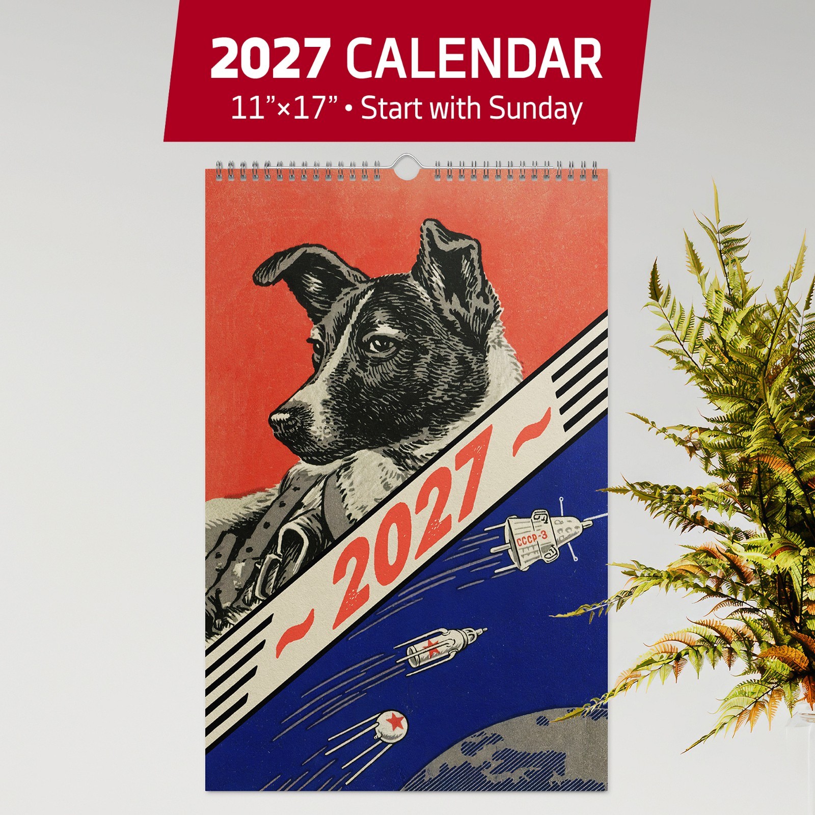 2027 Soviet space Calendar — Retro Sci-Fi Wall Calendar with USSR Space Art