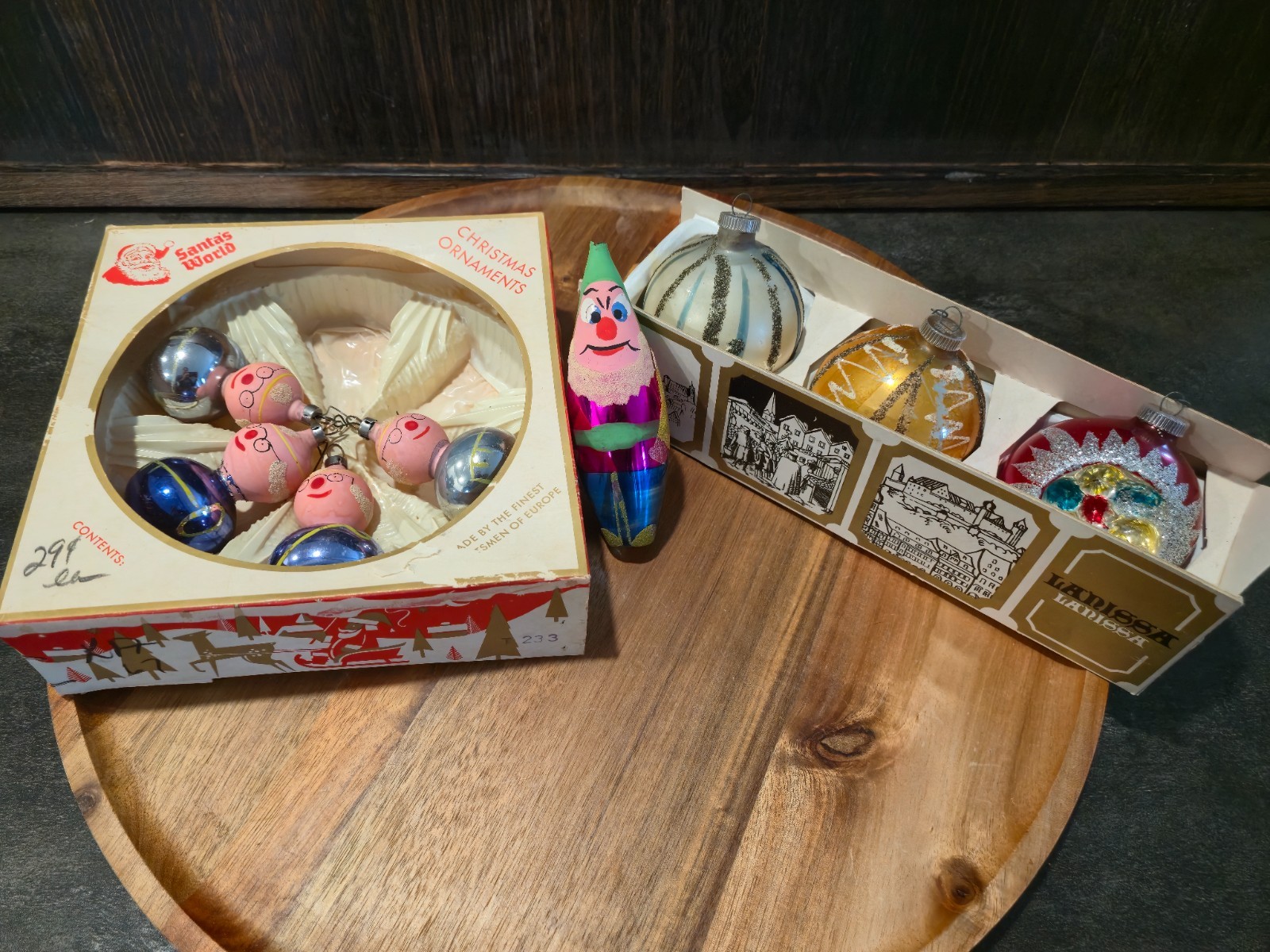 9 Vintage West Germany Glass Ornaments DBGM Lanissa Indent Reflector Watchman