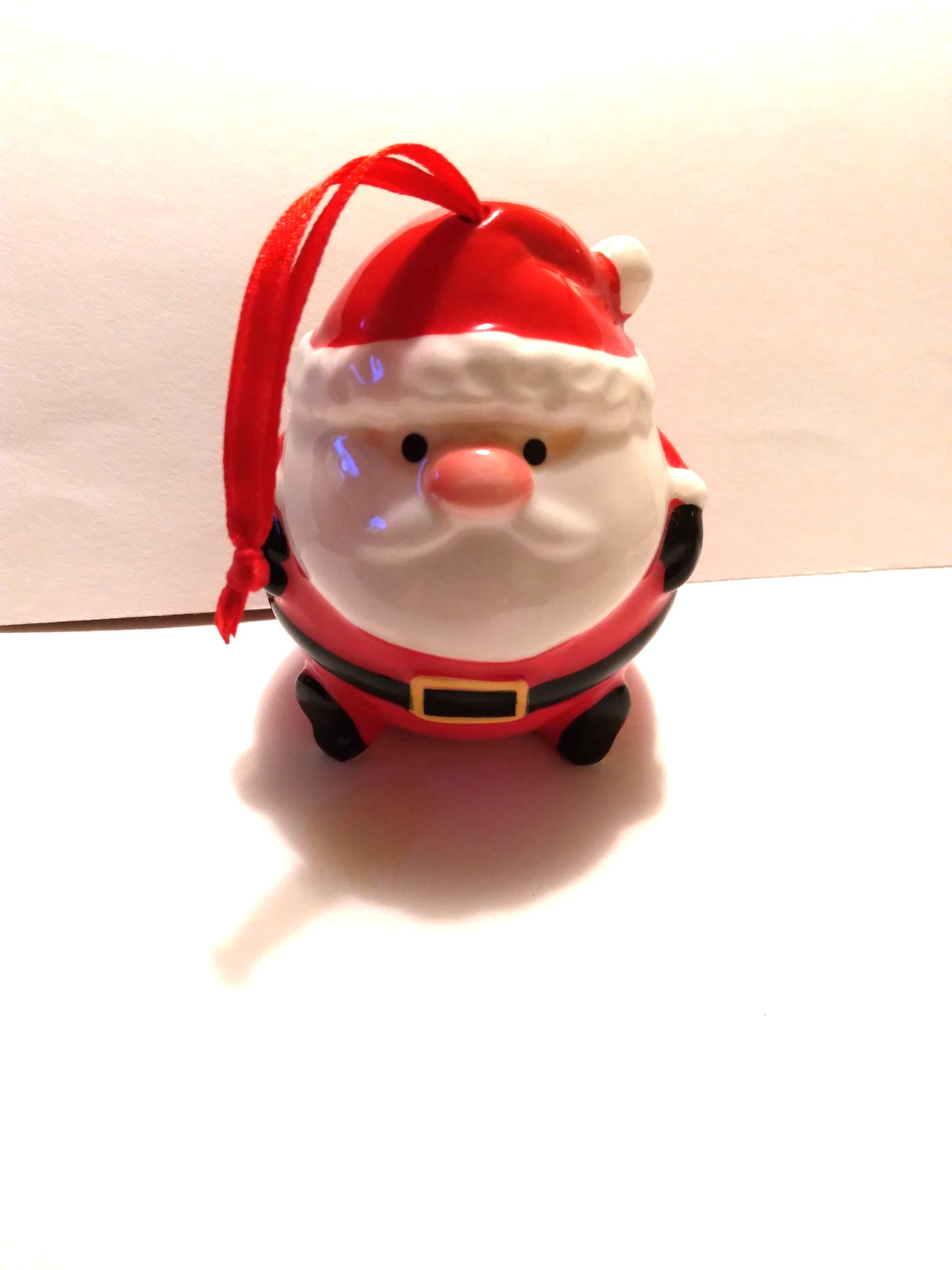 Vtg Ceramic Santa Claus Christmas Tree Ornament Figurine Pudgy Fat St Nick