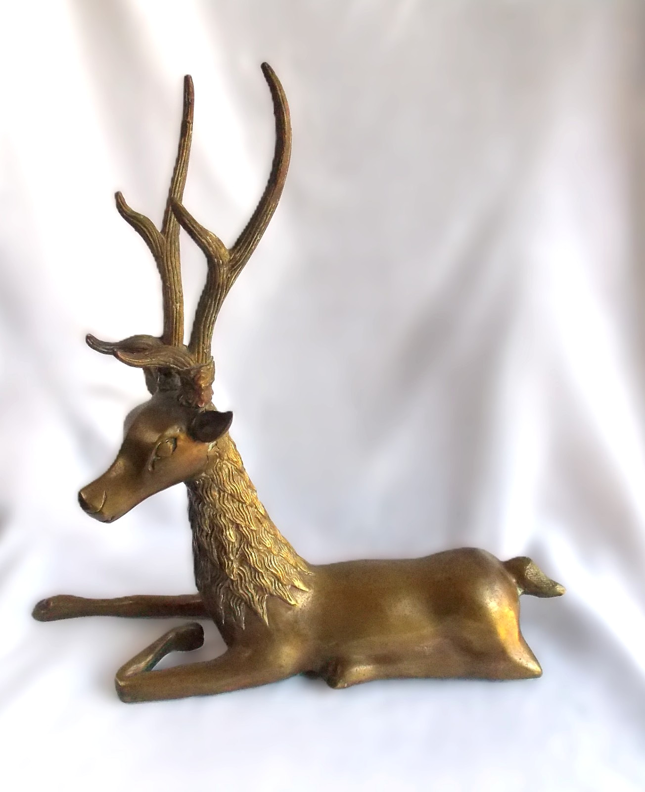 Vintage Large Brass Reclining Deer/Buck 13\