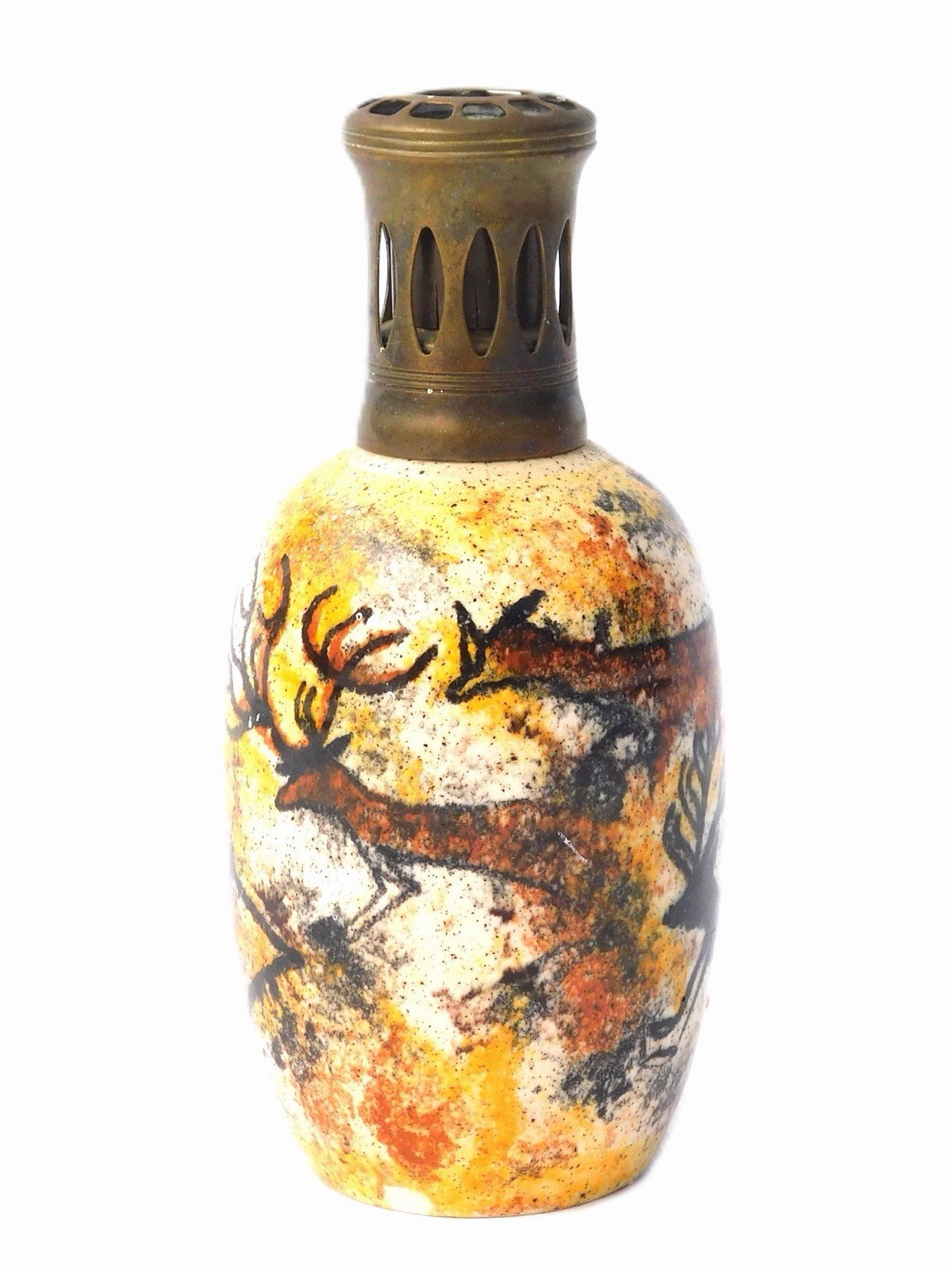 ANTIQUE LAMPE BERGER PARIS MADE IN FRANCE GEHEL THE STAG LASCAUX CAVES ART DECO