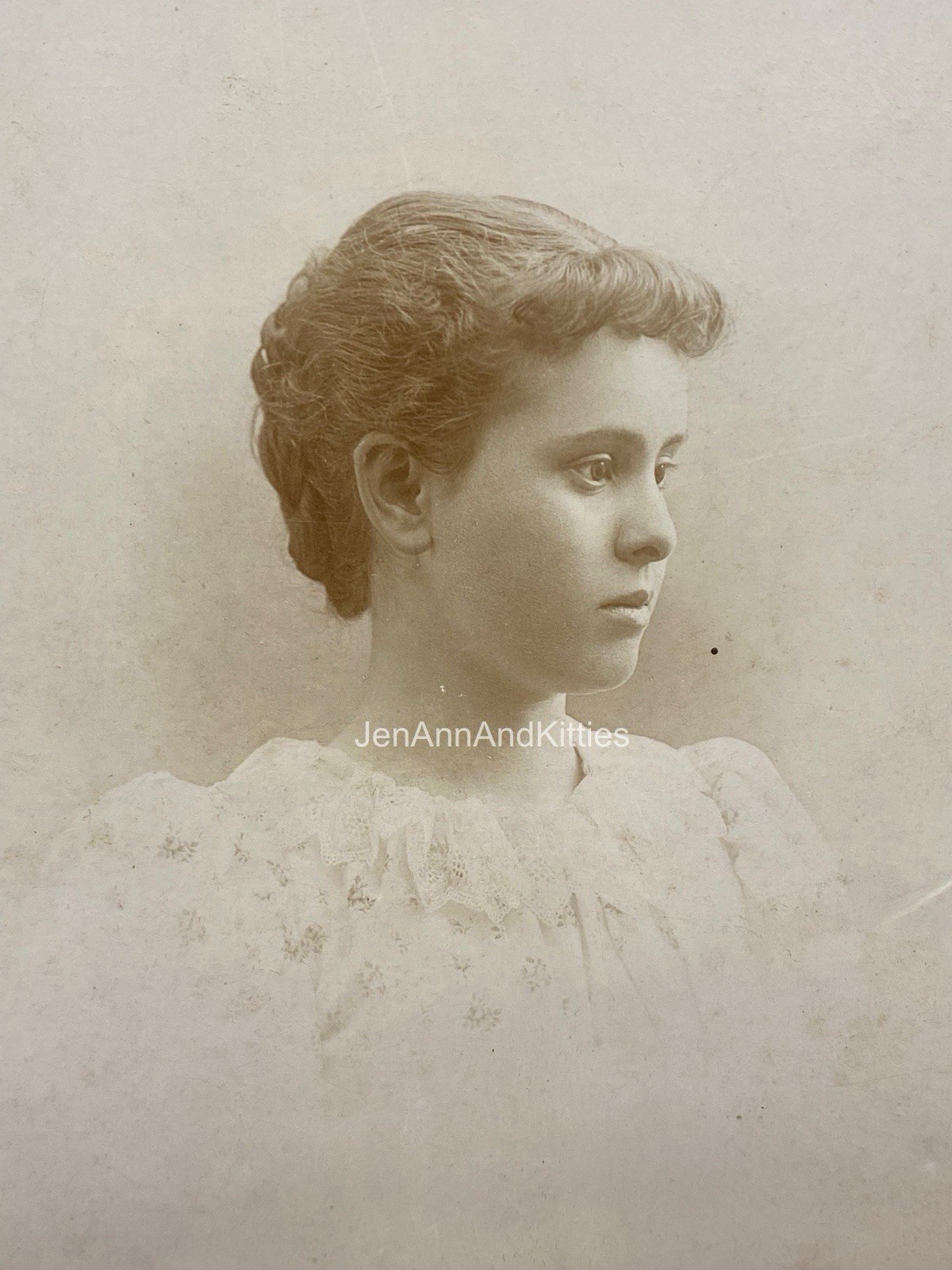 Cabinet Card Antique Vintage Portrait Woman Profile Identified Dated 1894 (PC)