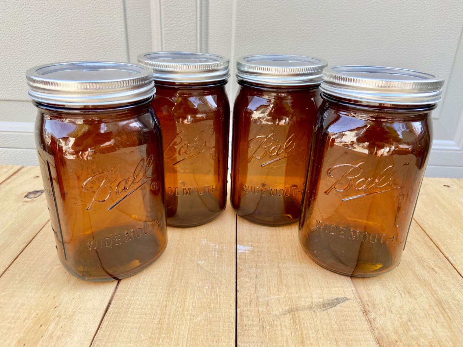 Case of 12 New, Ball Mason Amber Quart Size Canning Jars, WIDE Mouth 32 oz