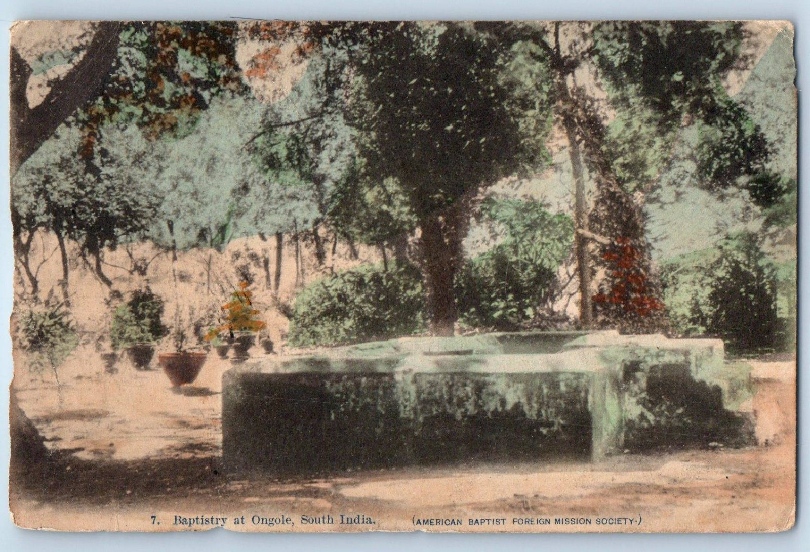 Andhra Pradesh South India Postcard Baptistry at Ongole 1914 Posted Antique