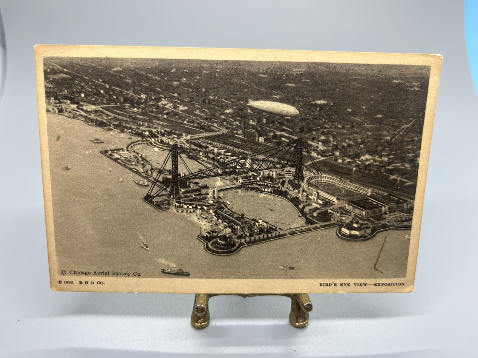 1933 Chicago Worlds Fair Souvenir Post Card Bird’s Eye View Historic Cool