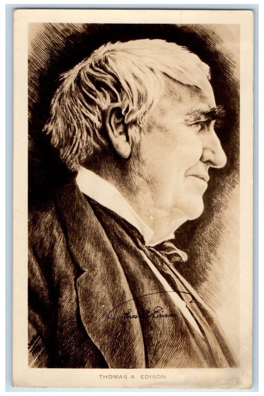 c1910\'s Thomas Edison Art Portrait RPPC Photo Unposted Antique Postcard c1910\'s Thomas Edison Art Portrait RPPC Photo Unposted Antique Postcard