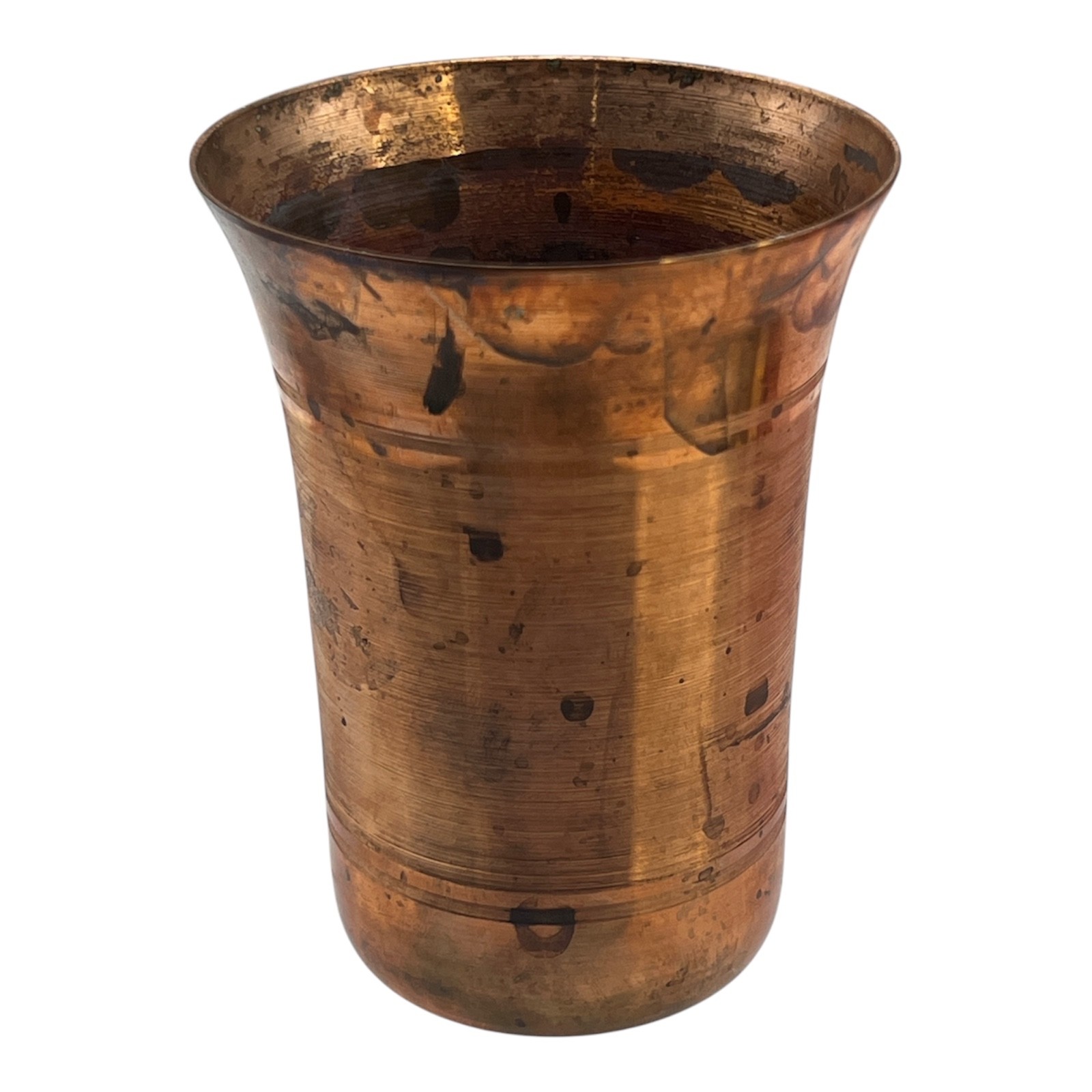 Indian copper tumbler  pancha patra or copper drinking glass Patina 3.75\