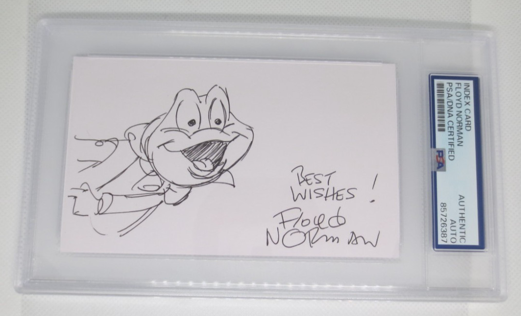 Floyd Norman Mr. Toad 3x5 sketch signed autographed PSA Disney Animator