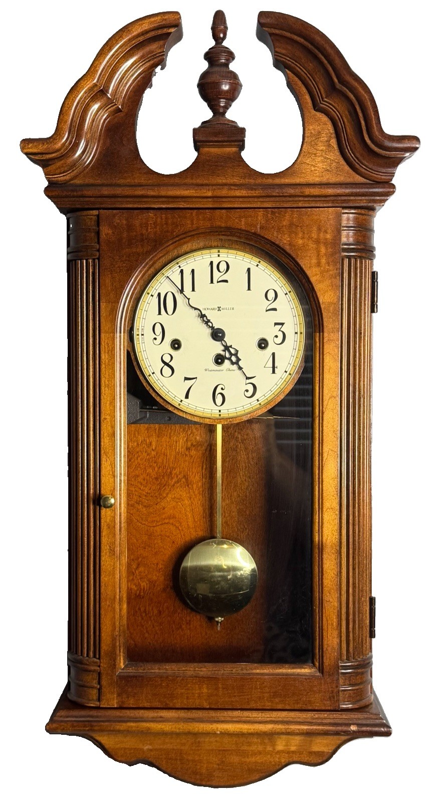 Vintage Howard Miller 1/4 Hour Westminster Chime Wall Clock 8-Day Fully Serviced