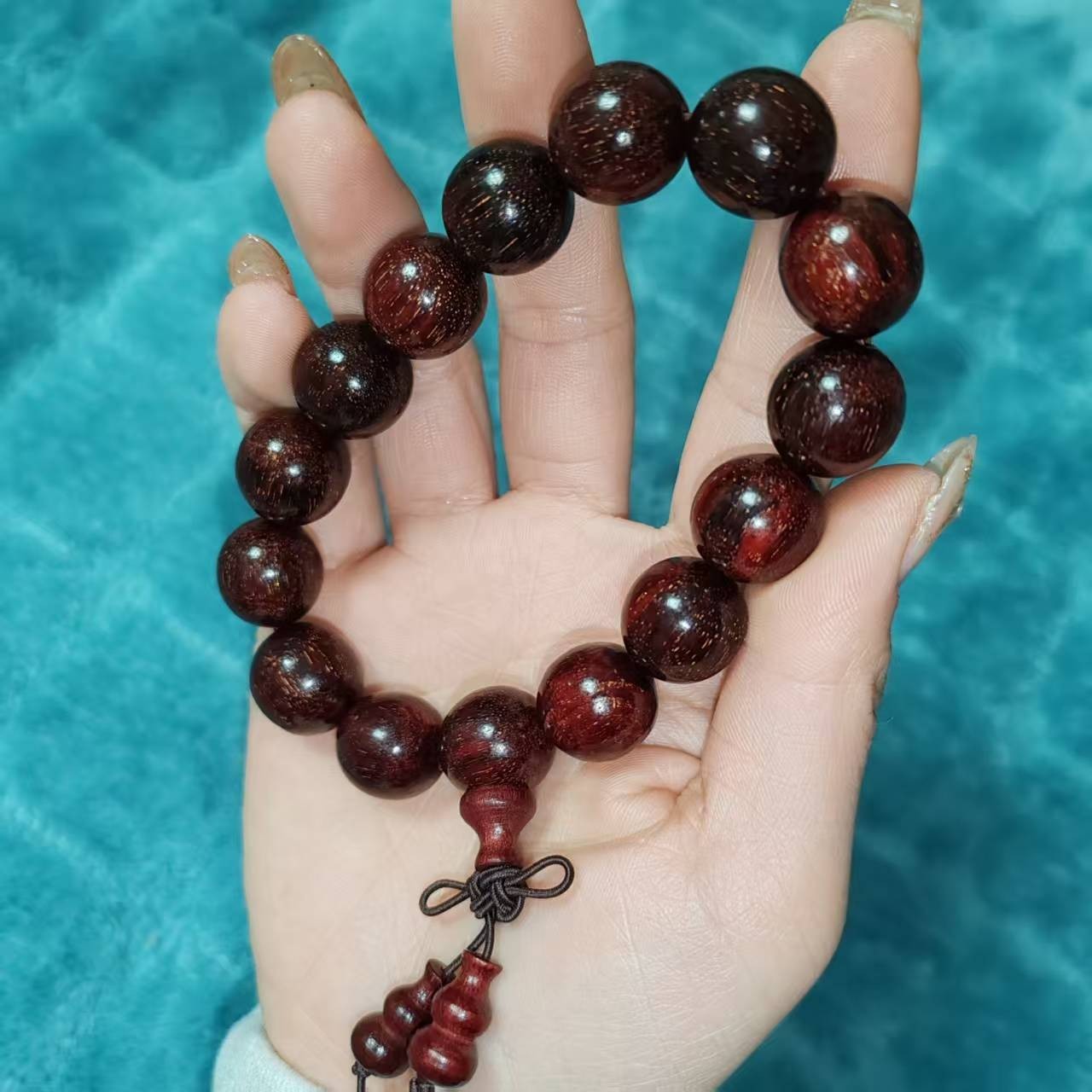 15mm*15 Natural Wood Red Sandalwood Prayer Beads Woman Bracelet Jewelry Gift