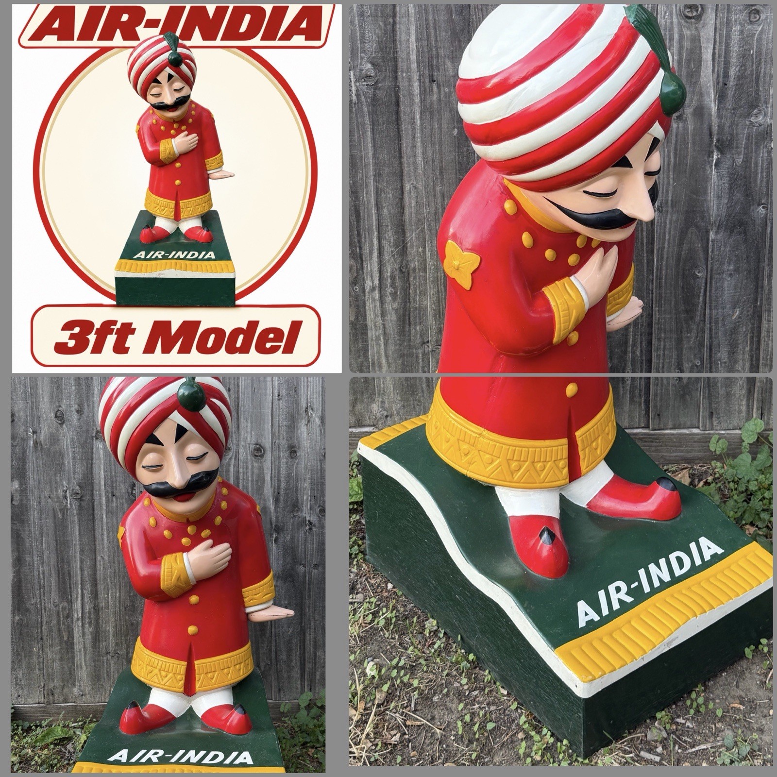 Air-India Figure Airline Travel Agent Shop Display Advertising 3ft Maharaja RARE