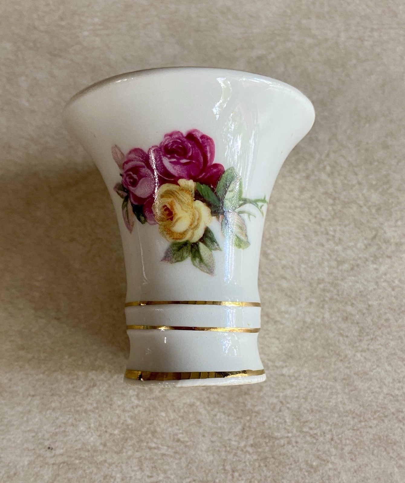 Antique Erphila Germany Porcelain Miniature  Vase Roses Cottage Grandma
