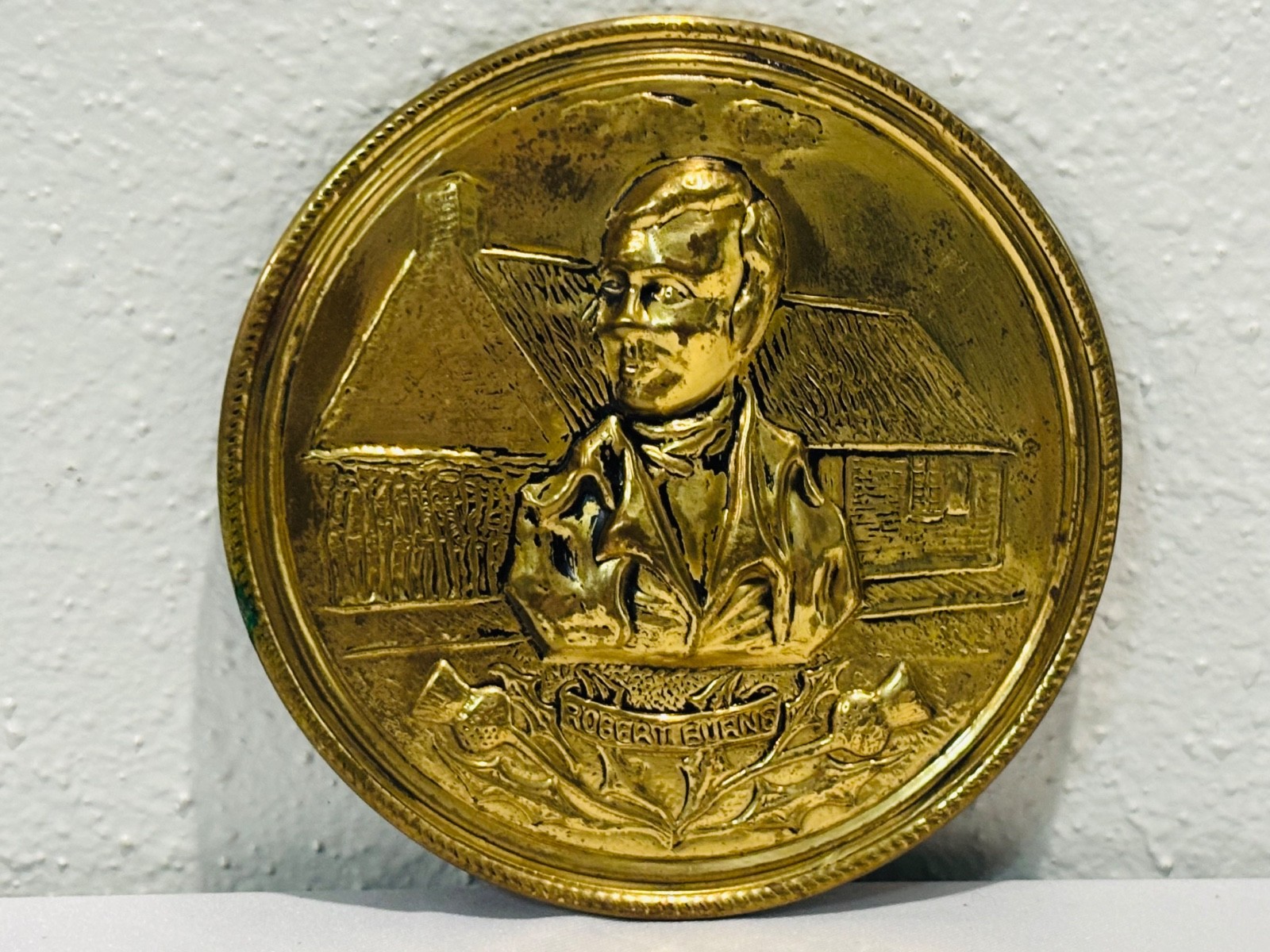 Vintage ELPEC England Robert Burns Brass Wall Plaque 5.5” Scottish Poet