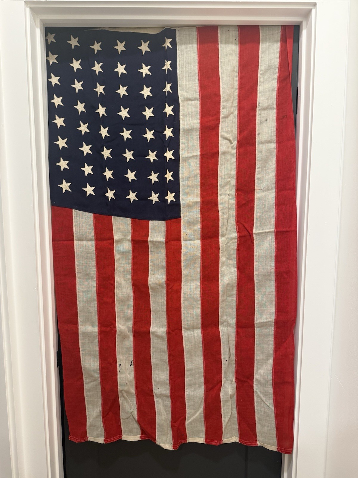 Vtg Annin Sterling 48 Star Wool American Flag 3x5 Sewn Applique Stars WWII Era