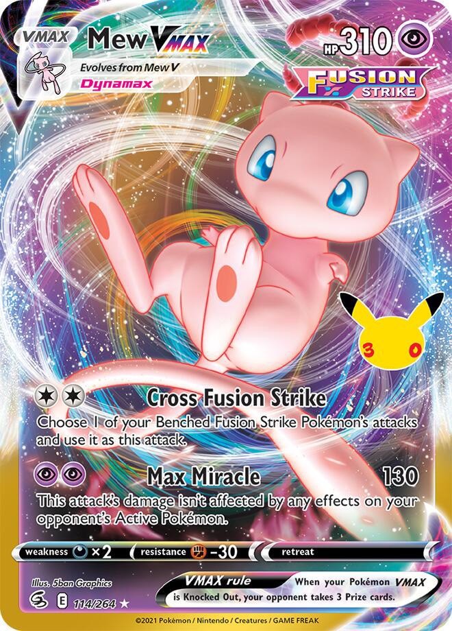 Pokemon TCG - 30th Celebration Mew VMAX 114/264 Holo Rare