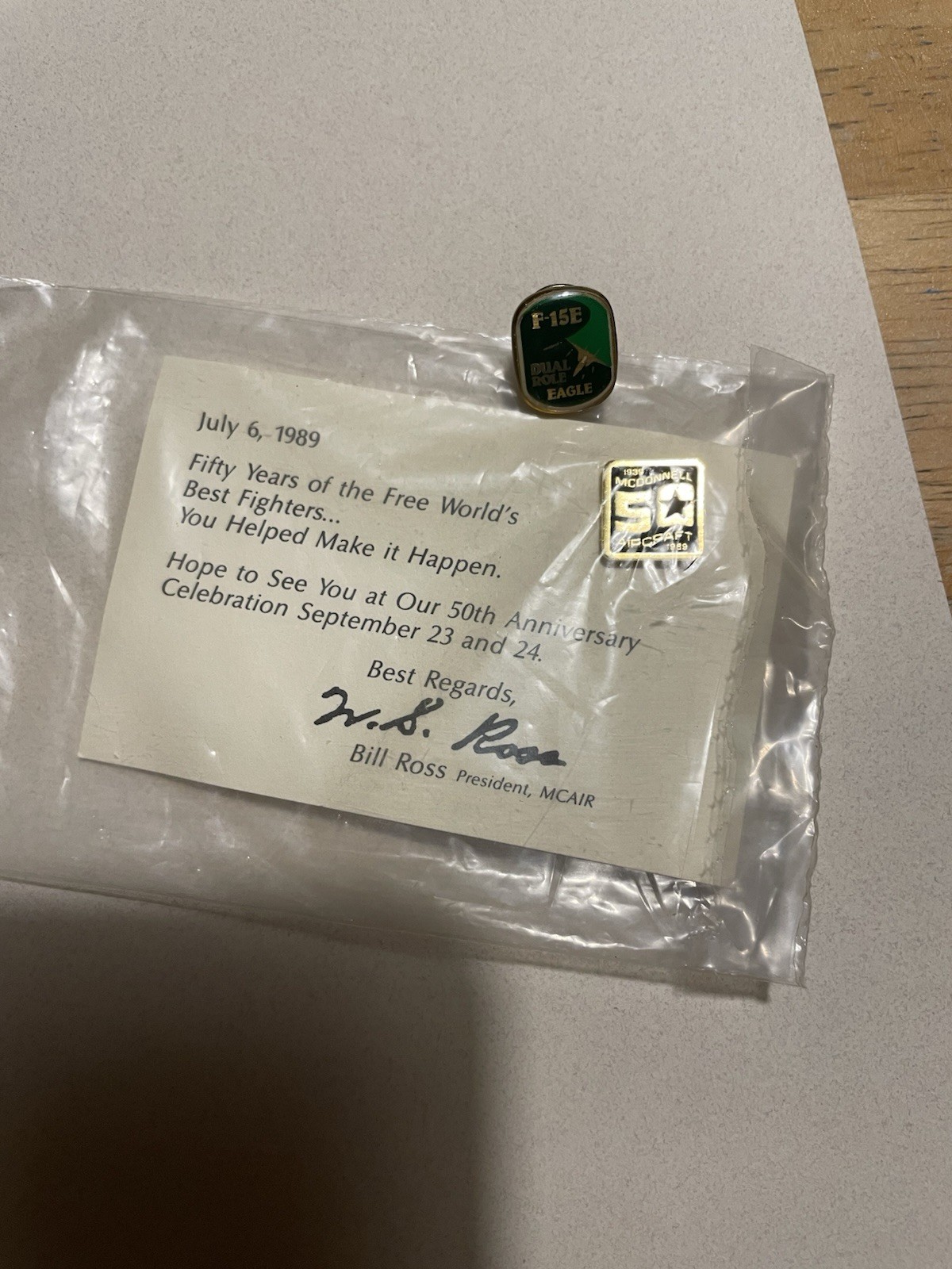 Vintage 1939-1989 McDONNELL AIRCRAFT 50 Year Lapel Pin Lot