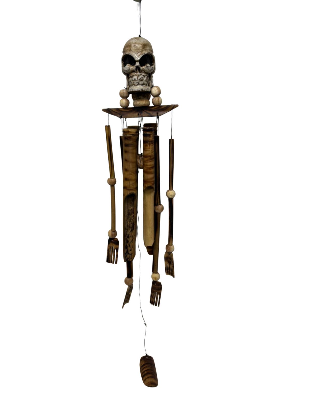 SKULL SKELETON BONES Bamboo Wind Chime Outdoor Garden Lanai Decor Musical Sound