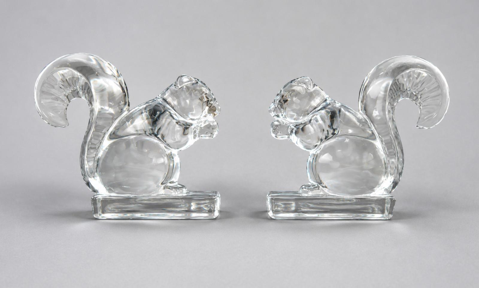 Pair of New Martinsville/Viking Glass Squirrel Bookends. 5.5\