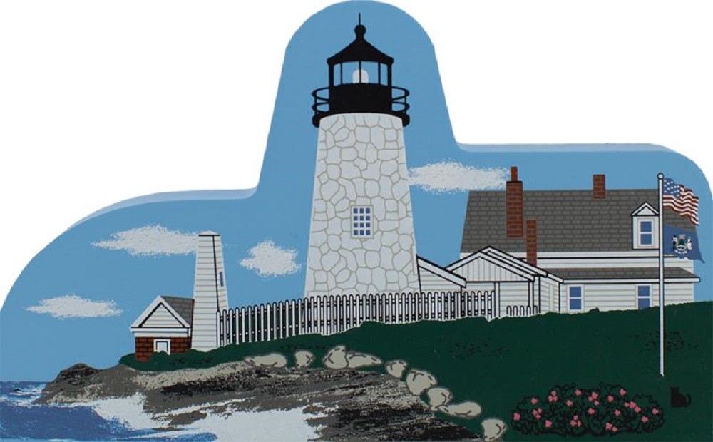Cat’s Meow Village Pemaquid Point Lighthouse R754 New Harbor Maine Wood Sitter