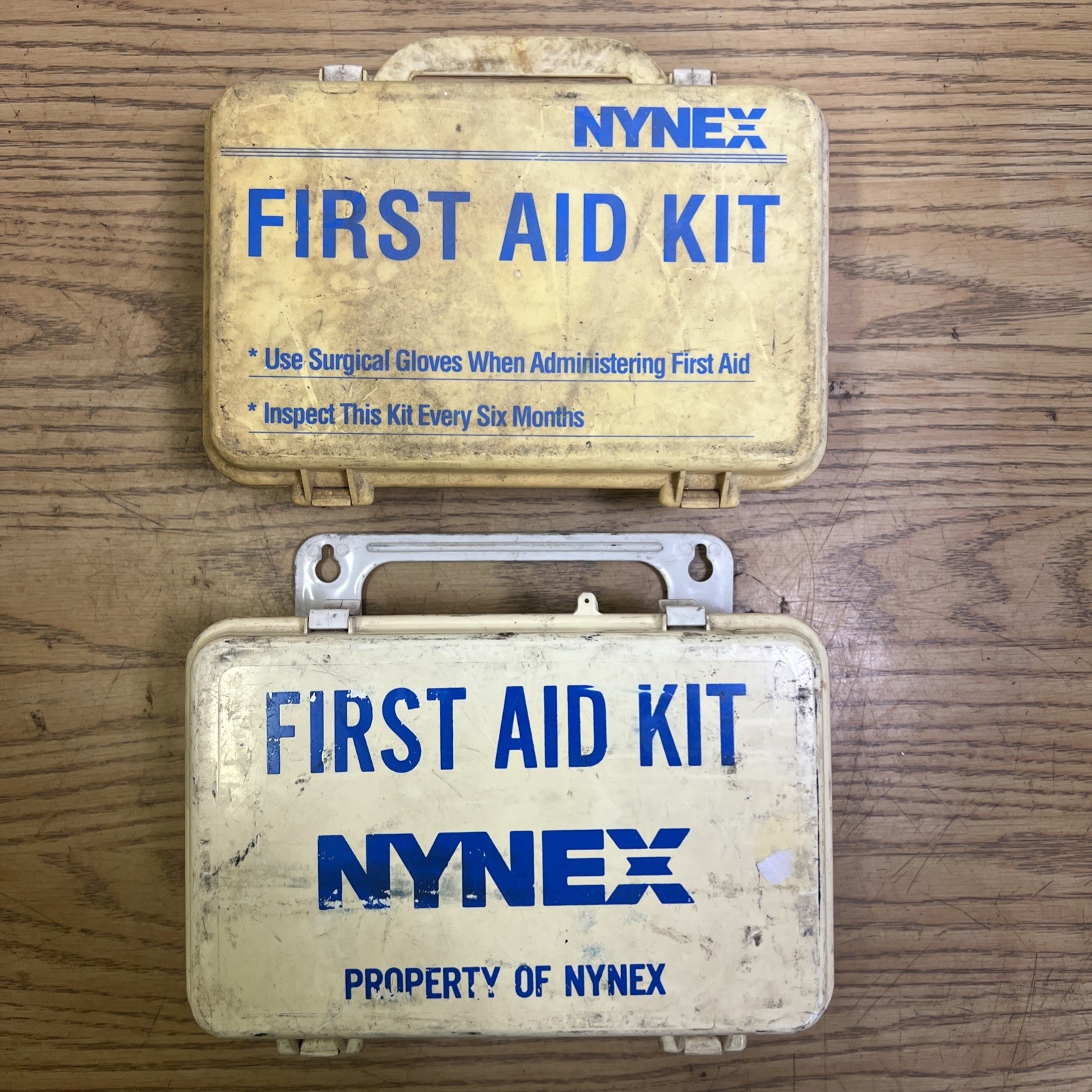 Lot Of 2 Vtg NYNEX First Aid Kit White Plastic Case Telephone Memorabilia