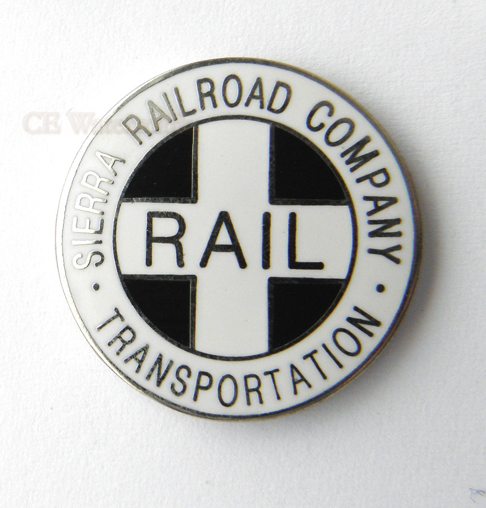 SIERRA RAILWAY COMPANY TRANSPORTATION CALIFORNIA RAILROAD LOGO PIN BADGE 1 INCH