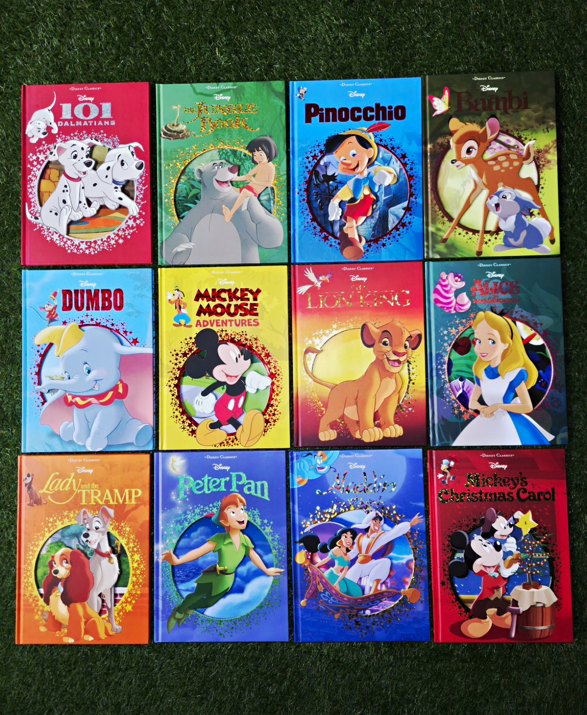 Disney Classics 12 Hardcover Book Lot: 101 Dalmatians, Lion King, and more.