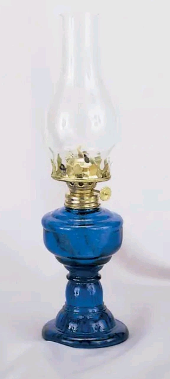 Vintage Style Blue Glass Kerosene Oil Lamp -13\