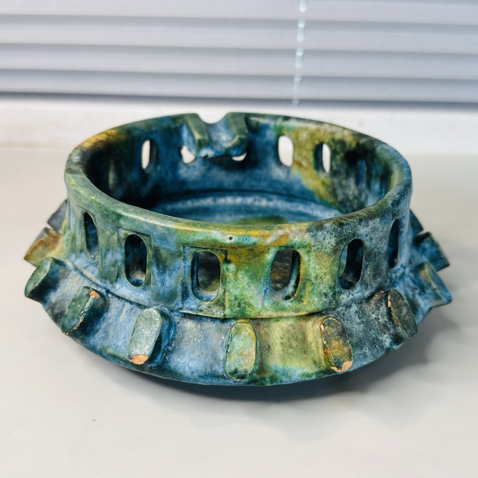 Vintage ALVINO BAGNI Sea Garden POTTERY Ash Tray RAYMOR Lava Glaze MCM Bowl Dish