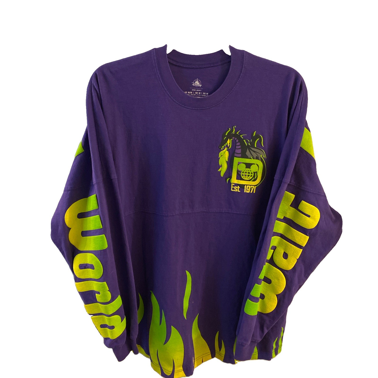 Disney Spirit Jersey Maleficent Dragon Flames Purple Long Sleeve Medium Rare