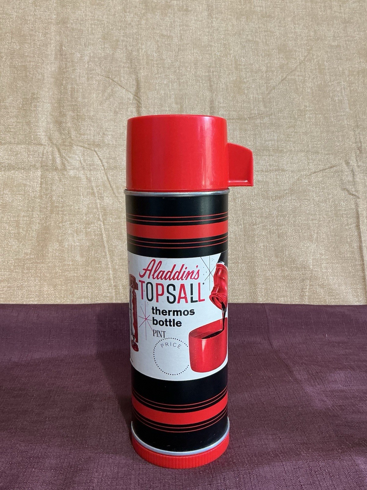 Vintage Aladdin TOPSAL Print Thermos NEW OLD STOCK NOS Paper Wrap &  Manual 1960