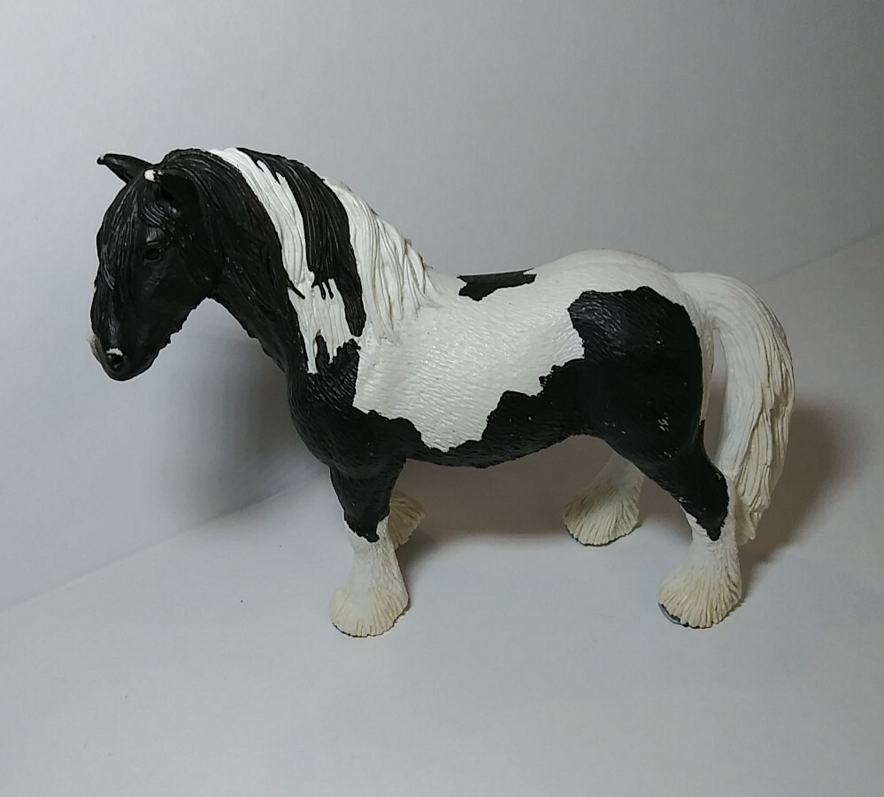 Schleich Stallion Black White Horse Farm Animal \'07 Retired Tinker