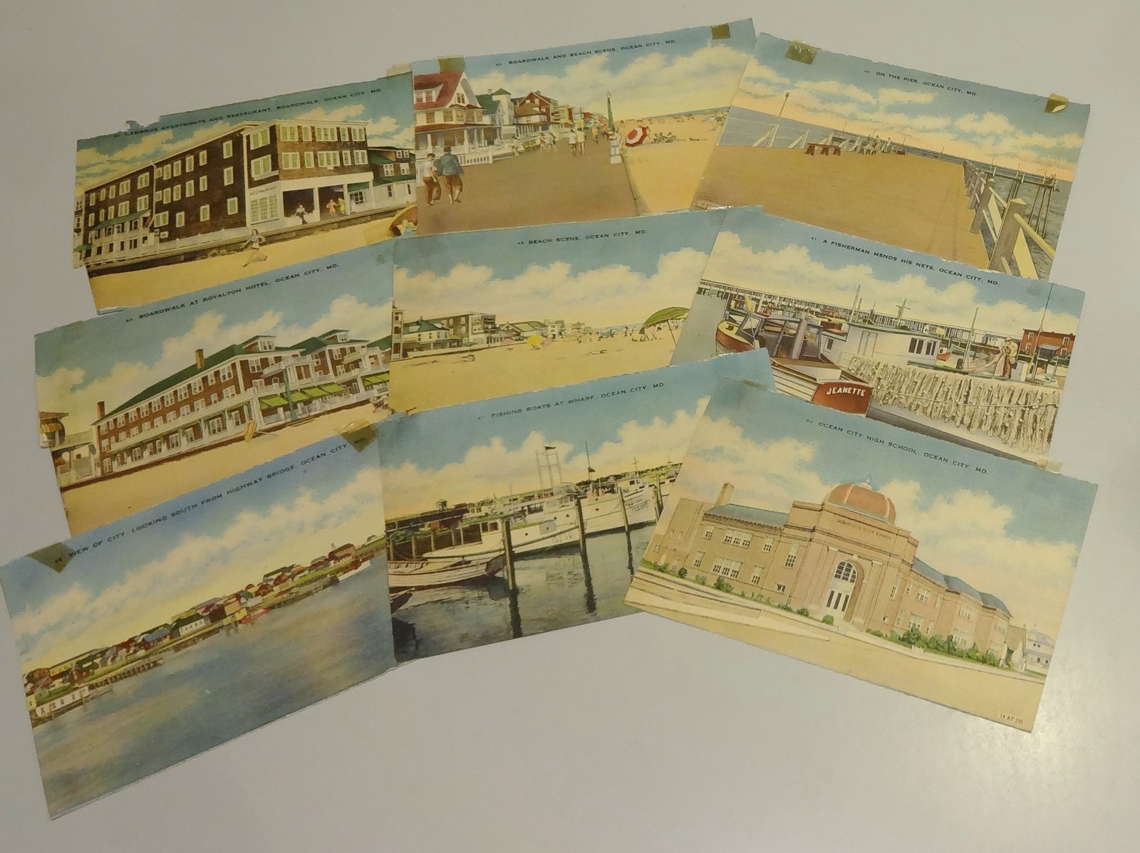 Antique Vtg 1930-50s OCEAN CITY MD PAPER PRINT Beach Club Royalton Lambros Pier
