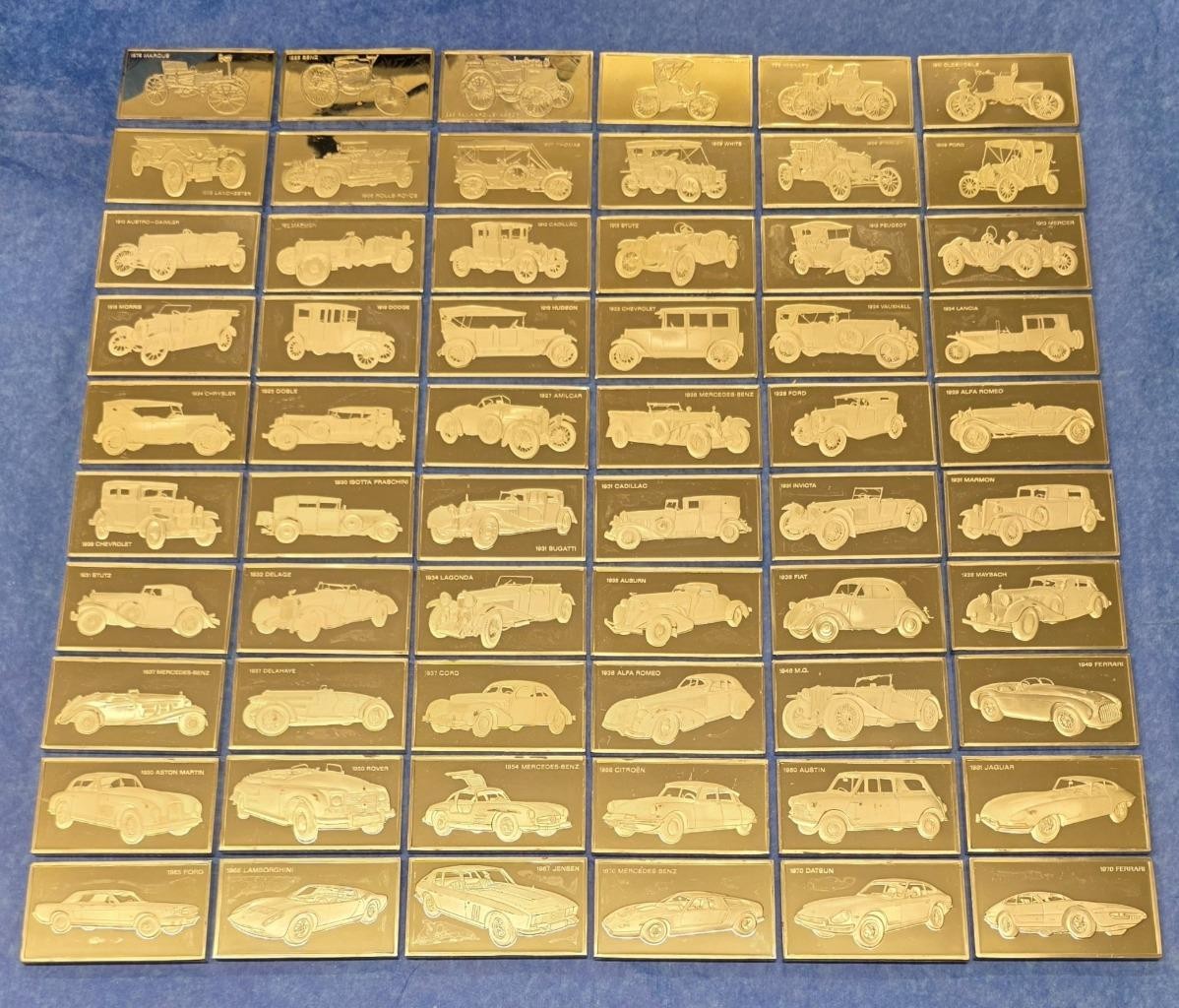 Franklin Mint 60 pc. Sterling Silver Bar Set Official Gem Ingots Classic Cars