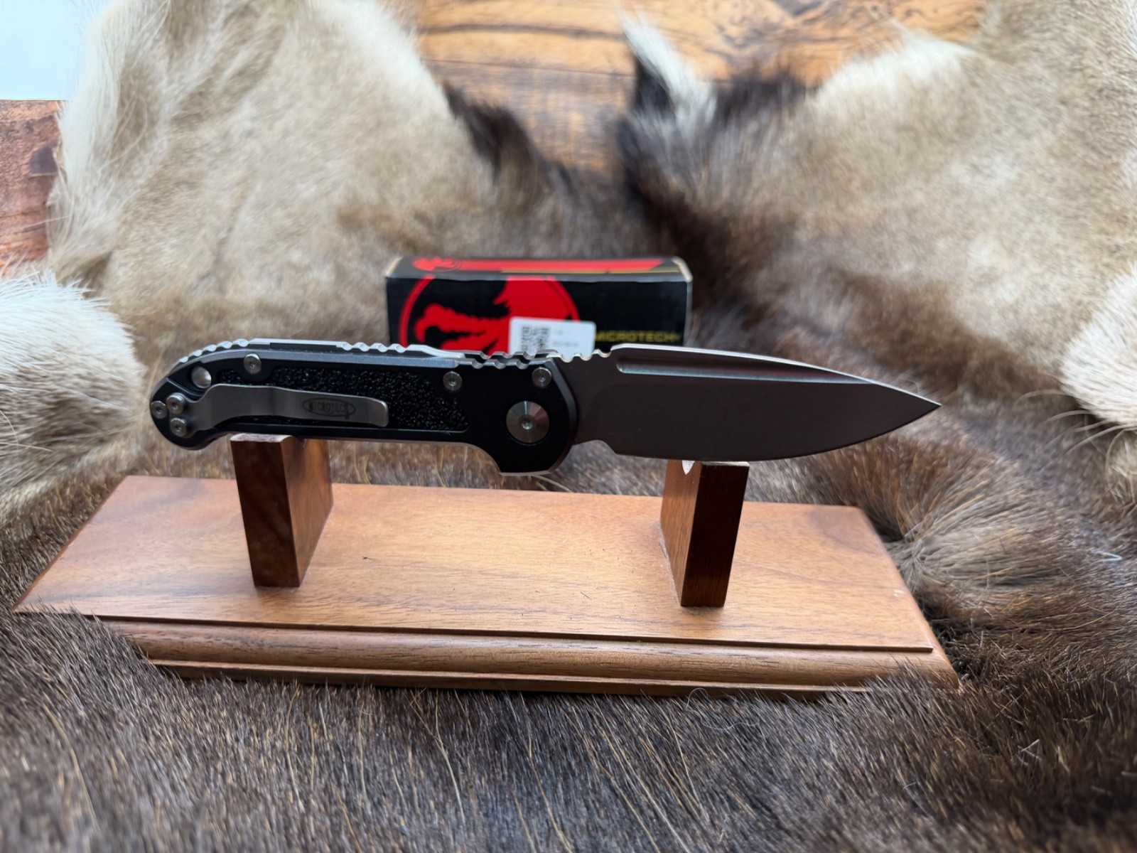 Microtech Tactical Knife With Aluminum Handles With a Black Insert Mint In Box