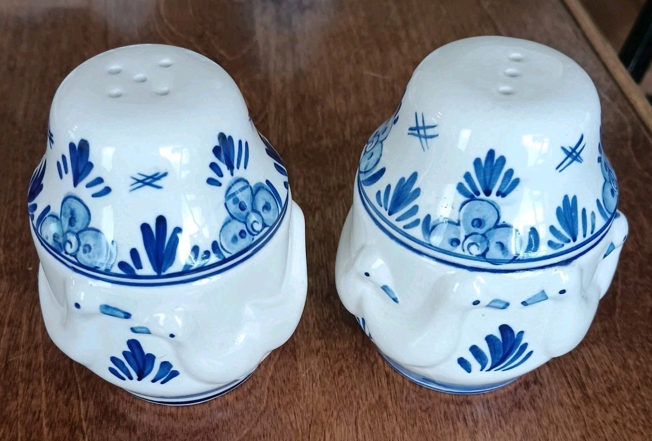 Vintage Delft Porcelain Geese Salt and Pepper Shakers