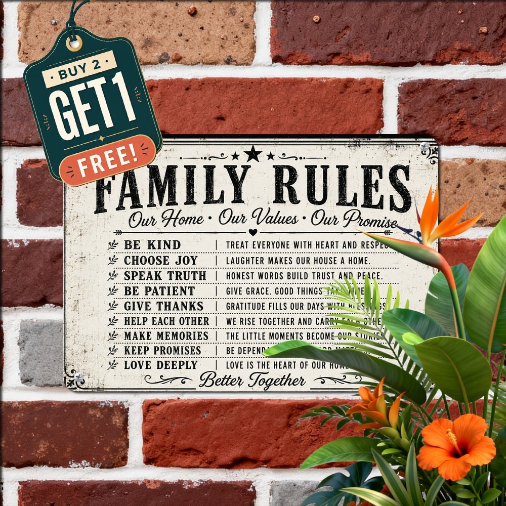 Vintage Family Group Portrait Metal Sign Distressed Living Room Decor