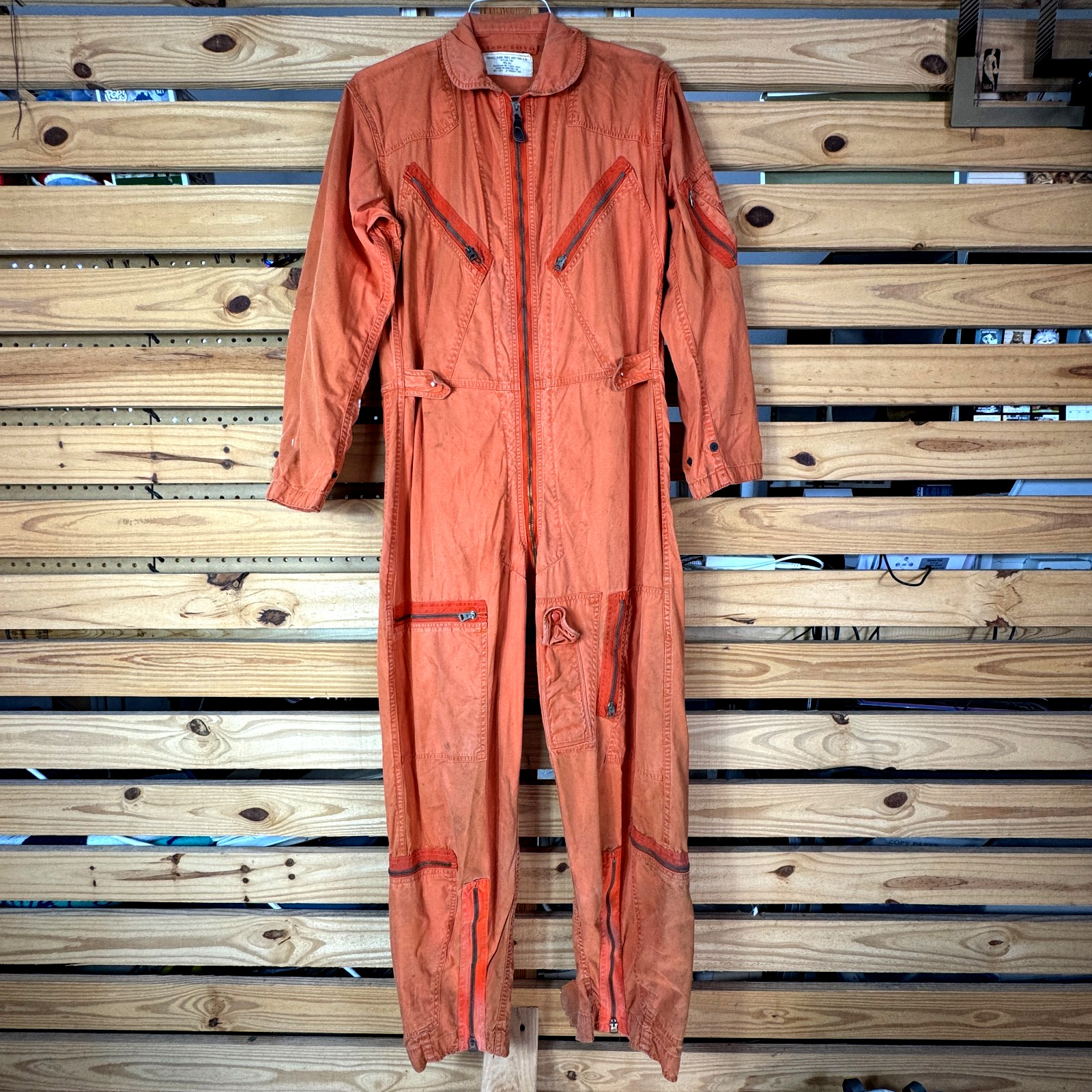 Vtg 1965 USAF K-2B Flight Suit Coveralls Covington Ind Vietnam Era Orange Med R